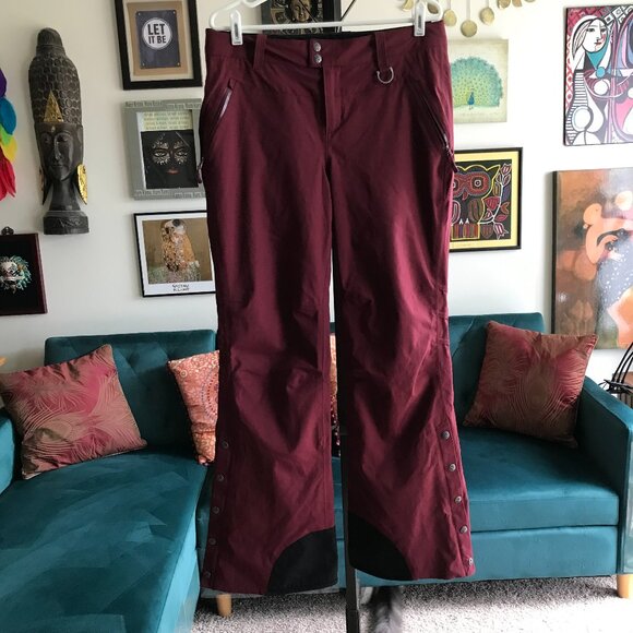 ATHLETA size 10 Burgundy Slalom Stretch 2 Ski Snowboard Pants - Picture 1 of 5